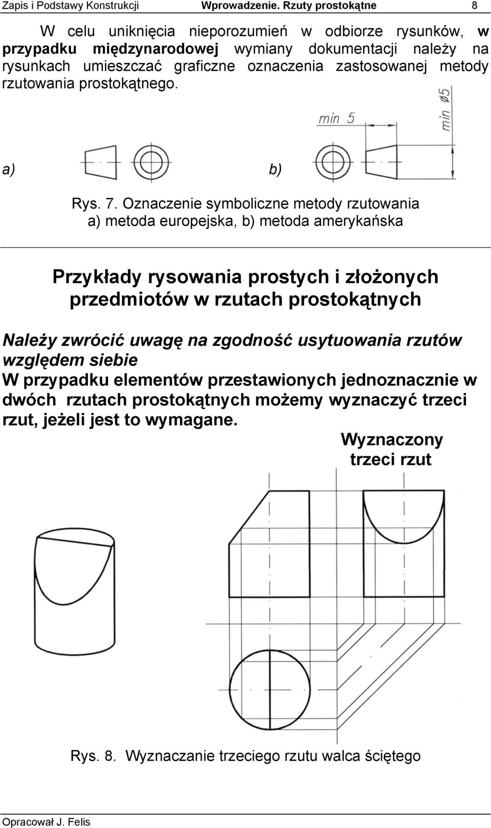 zastosowanej metody rzutowania prostokątnego. a) b) Rys. 7.