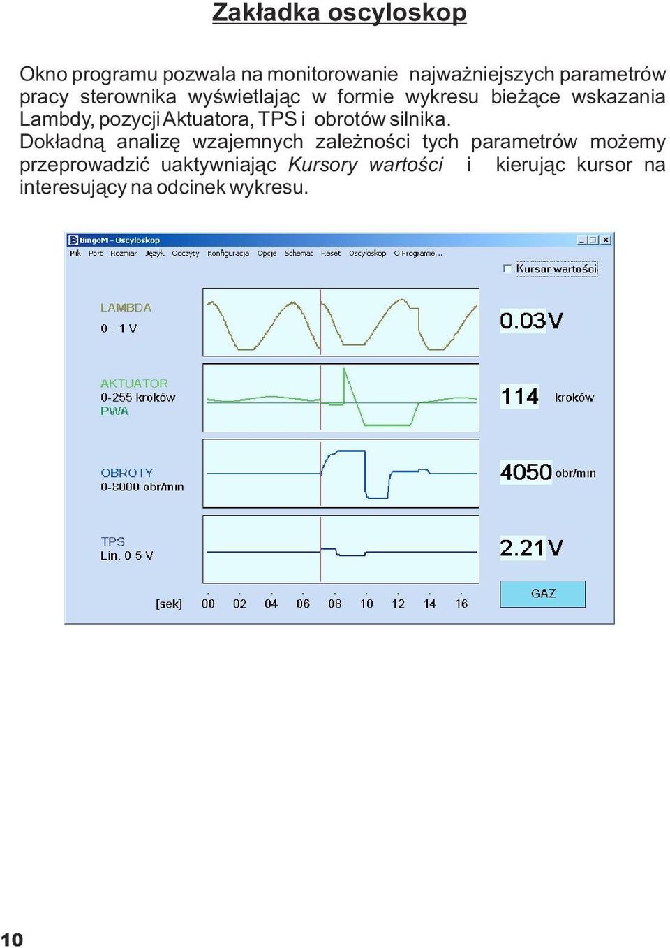 TPS i obrotów silnika.