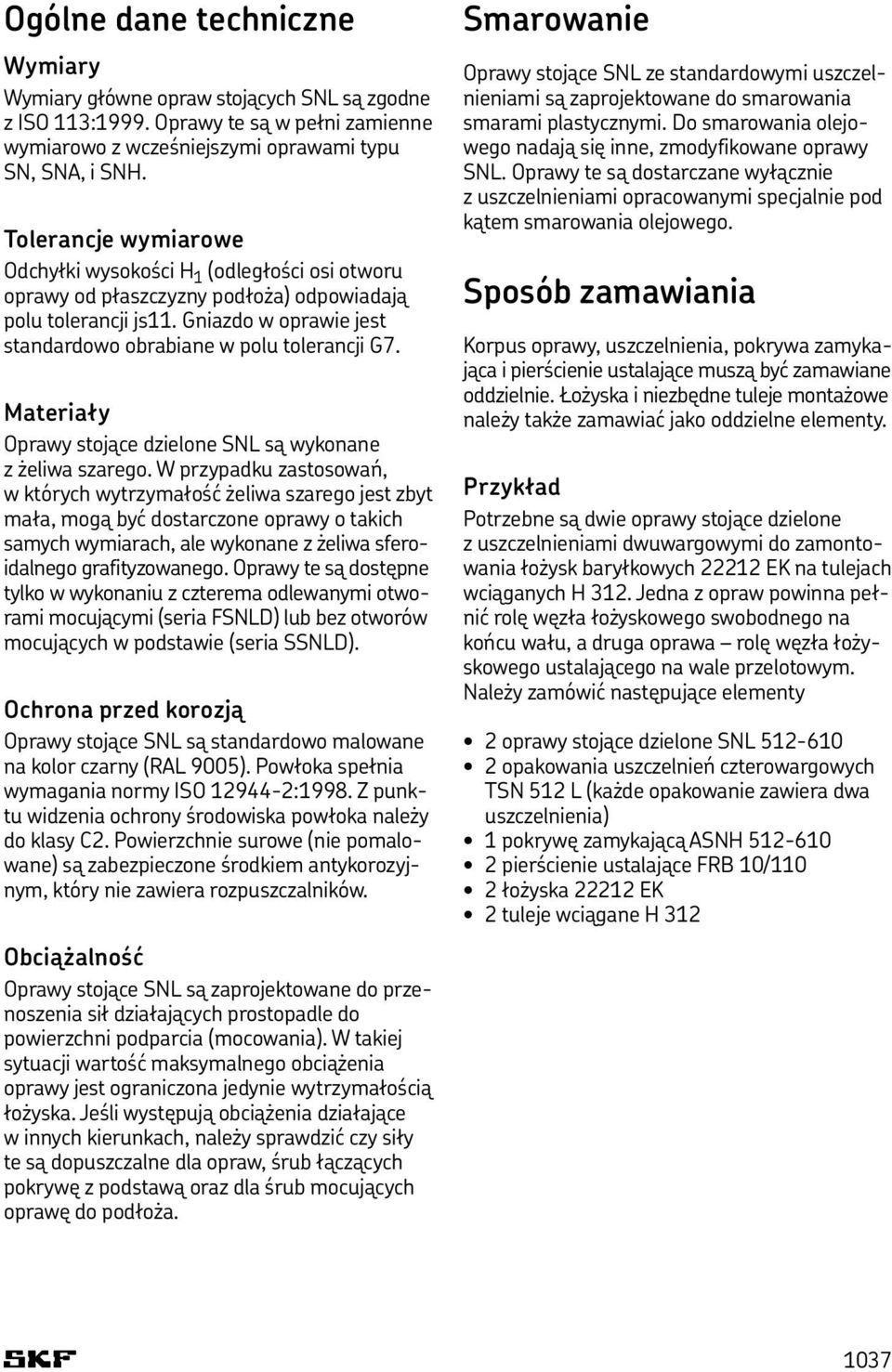 Materiały Oprawy stojące dzielone SNL są wykonane z żeliwa szarego.