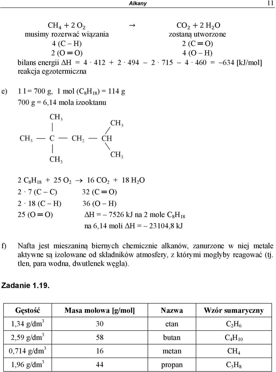 6,14 moli ΔH = 23104,8 kj f) Nafta jest mieszaniną biernych chemicznie alkanów, zanurzone w niej metale aktywne są izolowane od składników atmosfery, z którymi mogłyby reagować (tj.