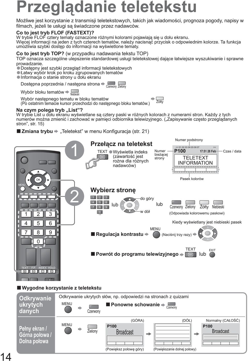 Wi cej informacji na jeden z tych czterech tematów, nale y nacisn przycisk o odpowiednim kolorze. Ta funkcja umo liwia szybki dost p do informacji na wy wietlone tematy. Co to jest tryb TOP?
