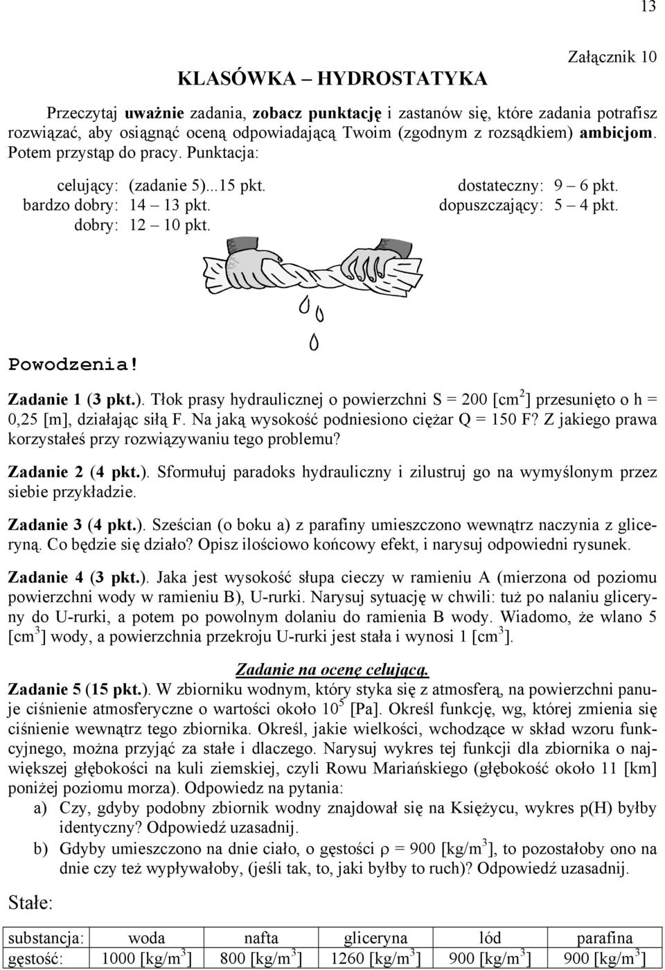 Na jaką wysokość podniesiono ciężar Q = 150 F? Z jakiego prawa korzystałeś przy rozwiązywaniu tego problemu? Zadanie 2 (4 pkt.).