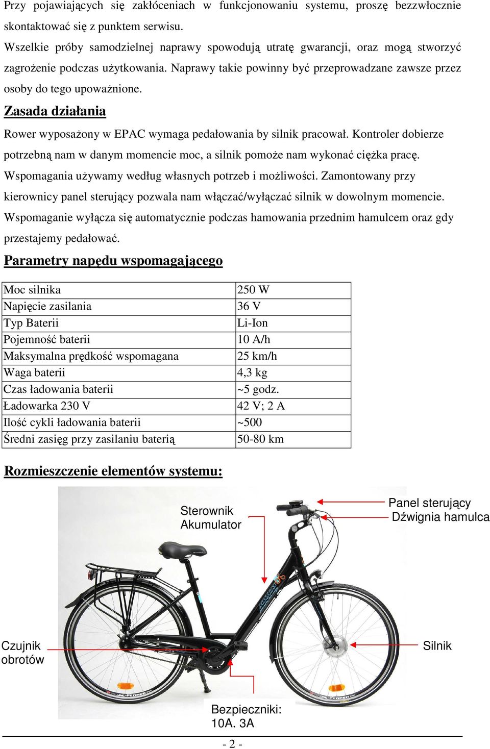 Instrukcja obsługi roweru wspomaganego elektrycznie - PDF Darmowe pobieranie