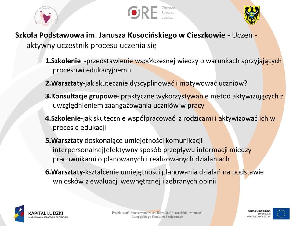 Konsultacje grupowe- praktyczne wykorzystywanie metod aktywizujących z uwzględnieniem zaangażowania uczniów w pracy 4.