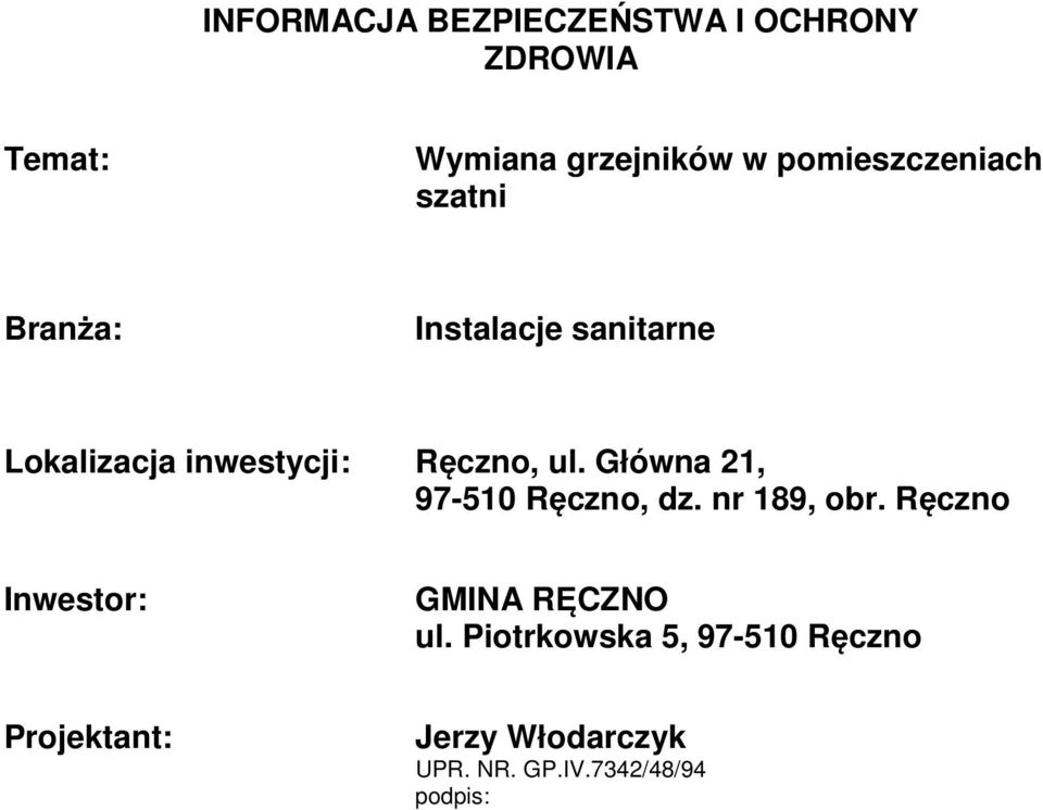 Ręczno, ul. Główna 21, 97-510 Ręczno, dz. nr 189, obr.