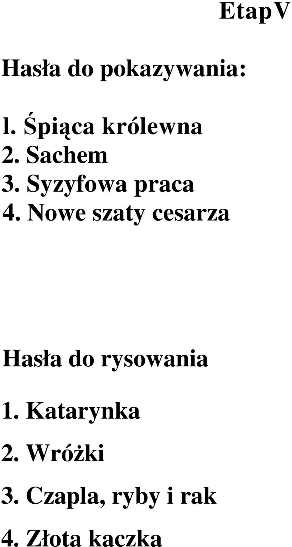 Nowe szaty cesarza EtapV Hasła do rysowania