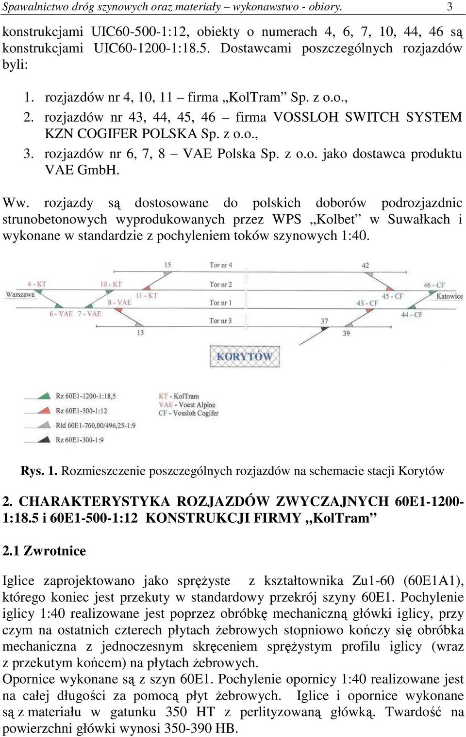 Ww. rozjazdy są dostosowane do polskich doborów podrozjazdnic strunobetonowych wyprodukowanych przez WPS Kolbet w Suwałkach i wykonane w standardzie z pochyleniem toków szynowych 1: