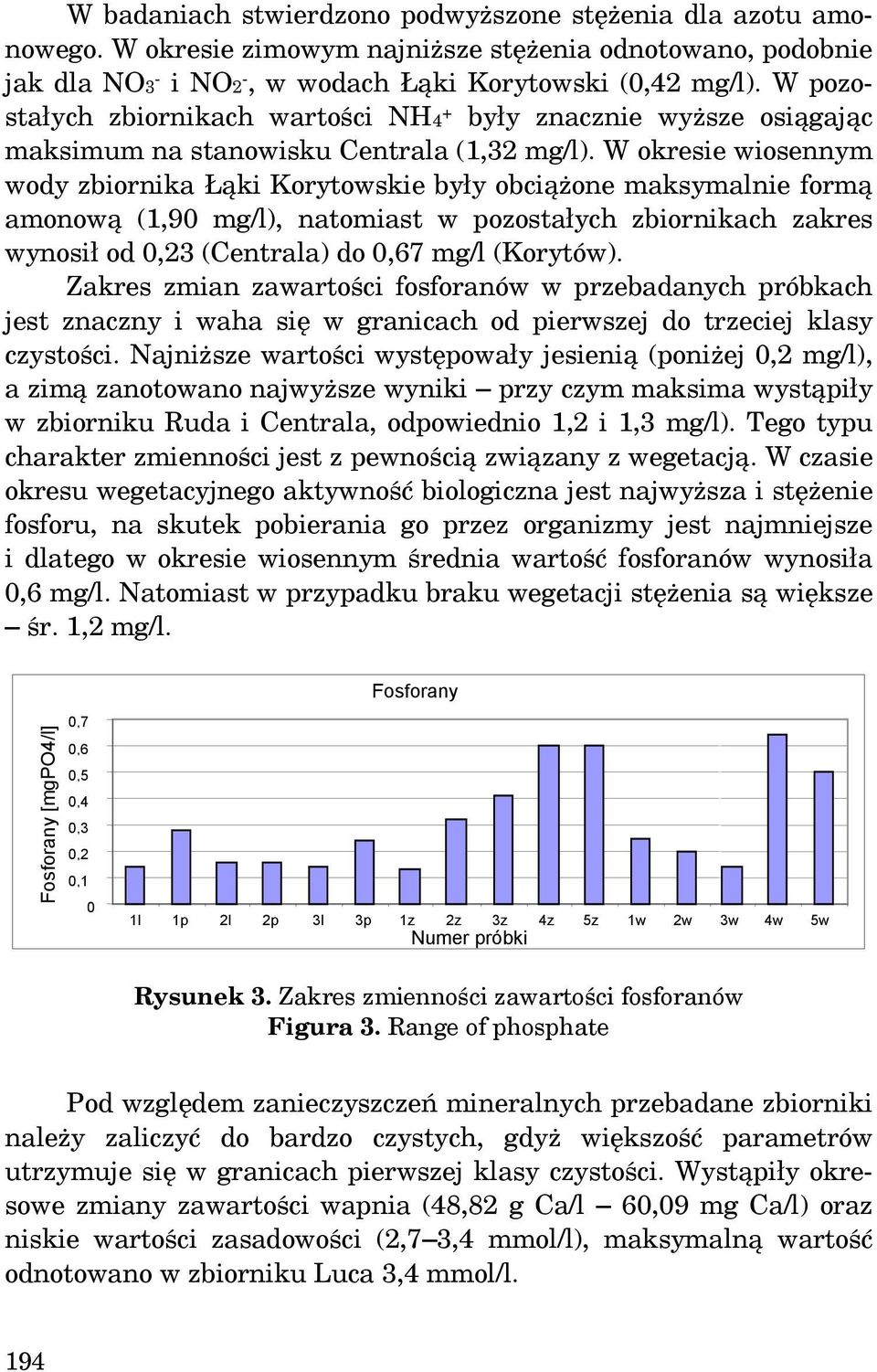 W okresie wiosennym wody zbiornika Łąki Korytowskie były obciążone maksymalnie formą amonową (1,90 mg/l), natomiast w pozostałych zbiornikach zakres wynosił od 0,23 (Centrala) do 0,67 mg/l (Korytów).