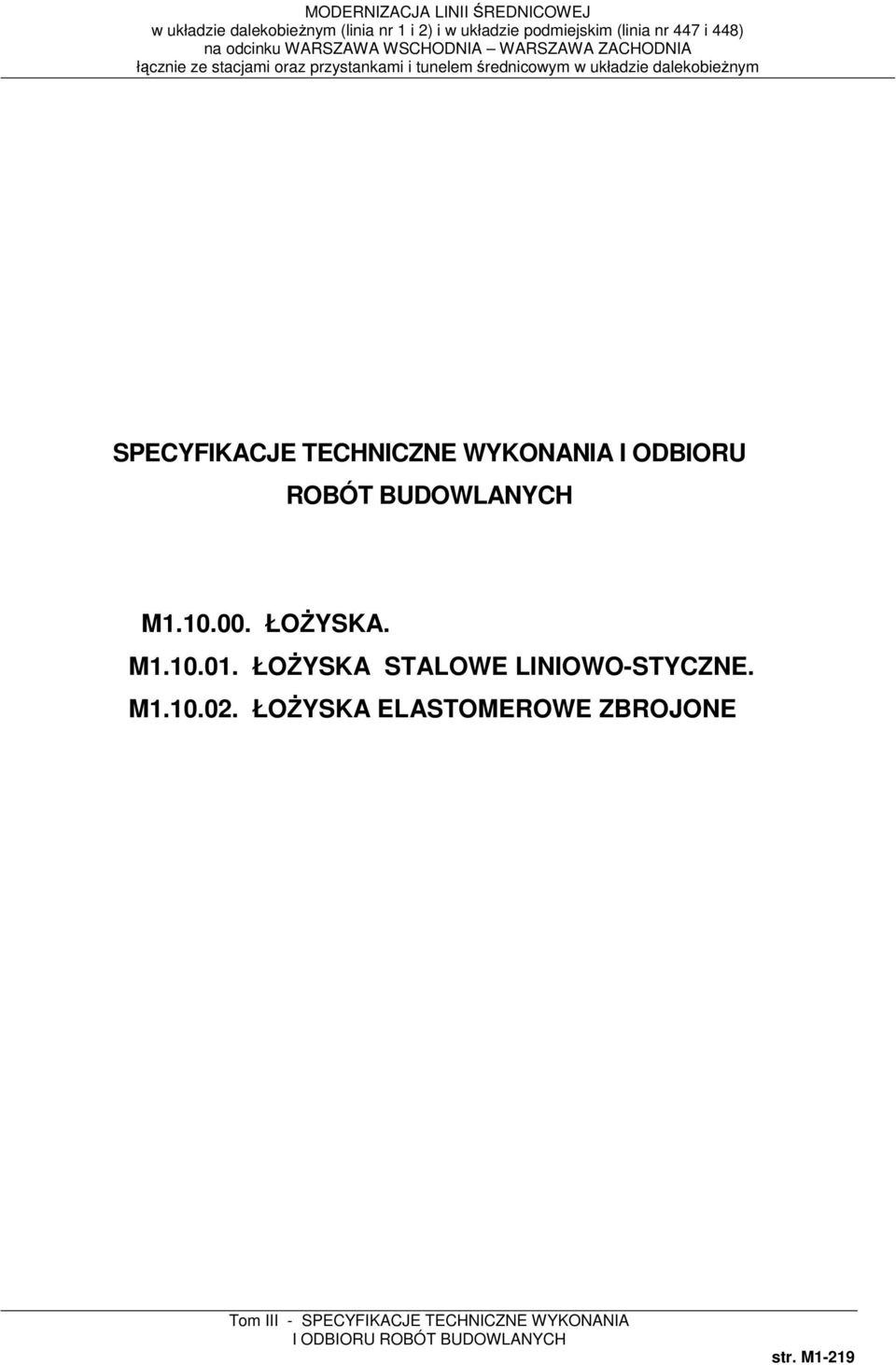ŁOŻYSKA STALOWE LINIOWO-STYCZNE. M1.10.02.