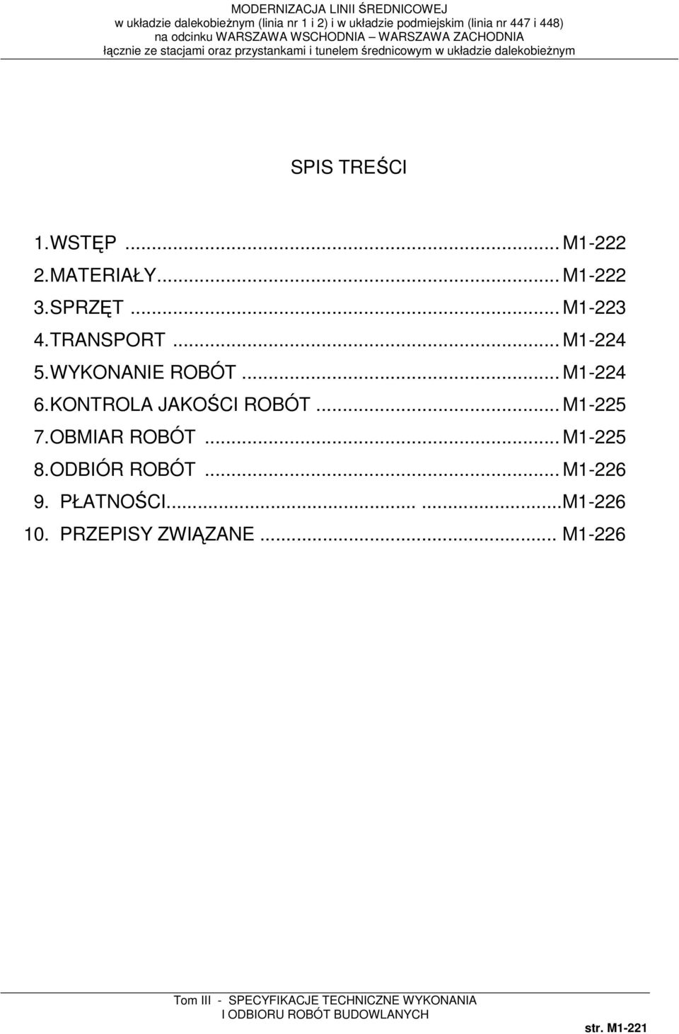 KONTROLA JAKOŚCI ROBÓT... M1-225 7. OBMIAR ROBÓT... M1-225 8.