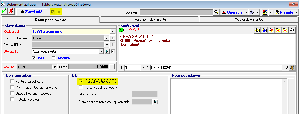 Rysunek 25 UWAGA - JPK Znacznik metody kasowej jest jednym z elementów wymagalnych przez struktury JPK. Element ten jest wykorzystywany w raportowaniu JPK.