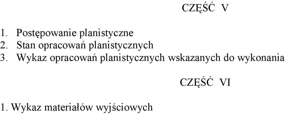 Wykaz opracowań planistycznych wskazanych