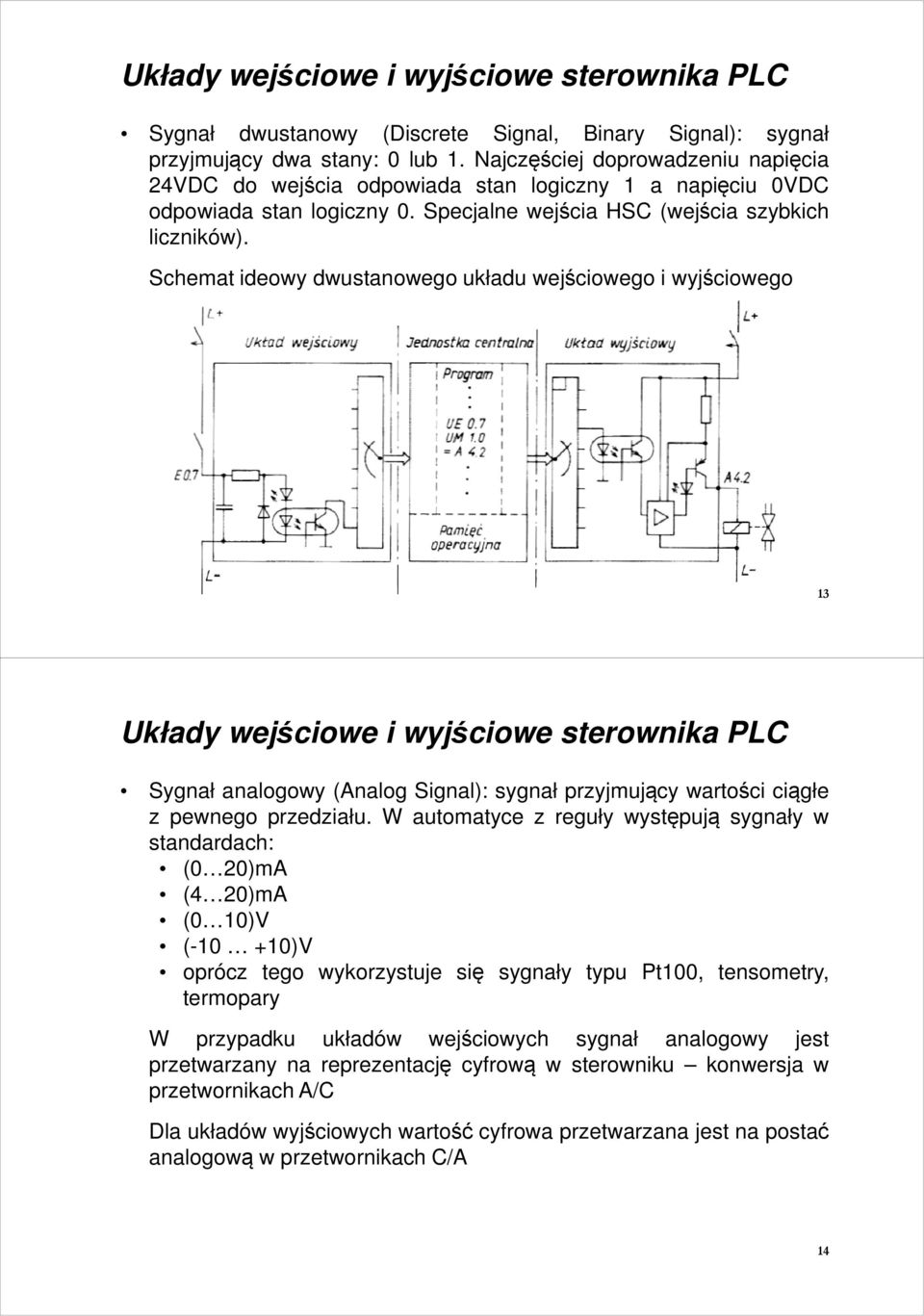 Schemat ideowy dwustanowego układu wejściowego i wyjściowego Rys z książki str.