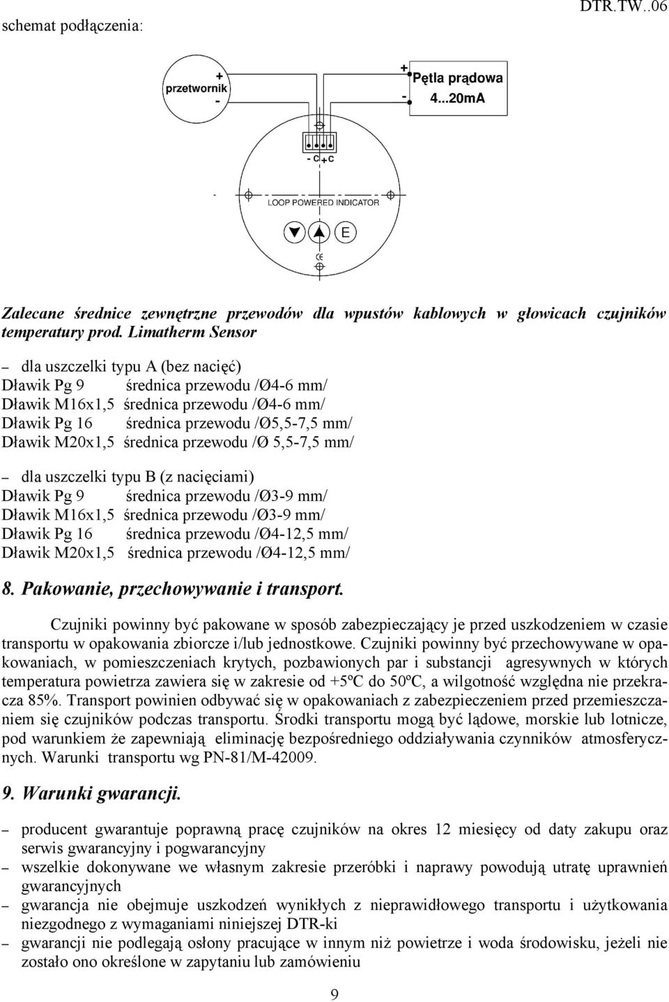 średnica przewodu /Ø 5,5-7,5 mm/ dla uszczelki typu B (z nacięciami) Dławik Pg 9 średnica przewodu /Ø3-9 mm/ Dławik M16x1,5 średnica przewodu /Ø3-9 mm/ Dławik Pg 16 średnica przewodu /Ø4-12,5 mm/