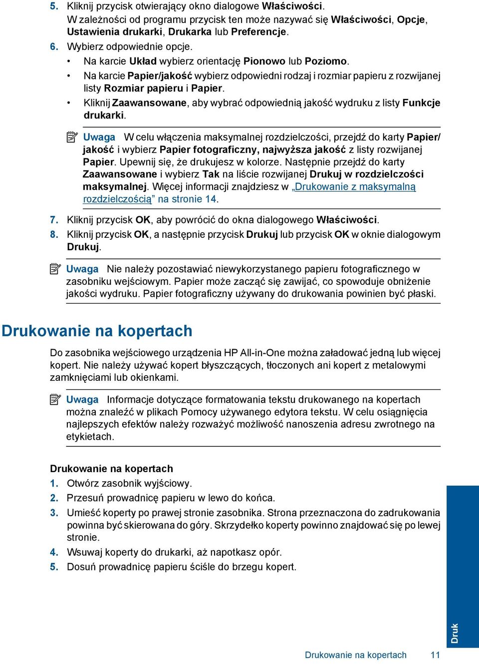Kliknij Zaawansowane, aby wybrać odpowiednią jakość wydruku z listy Funkcje drukarki.