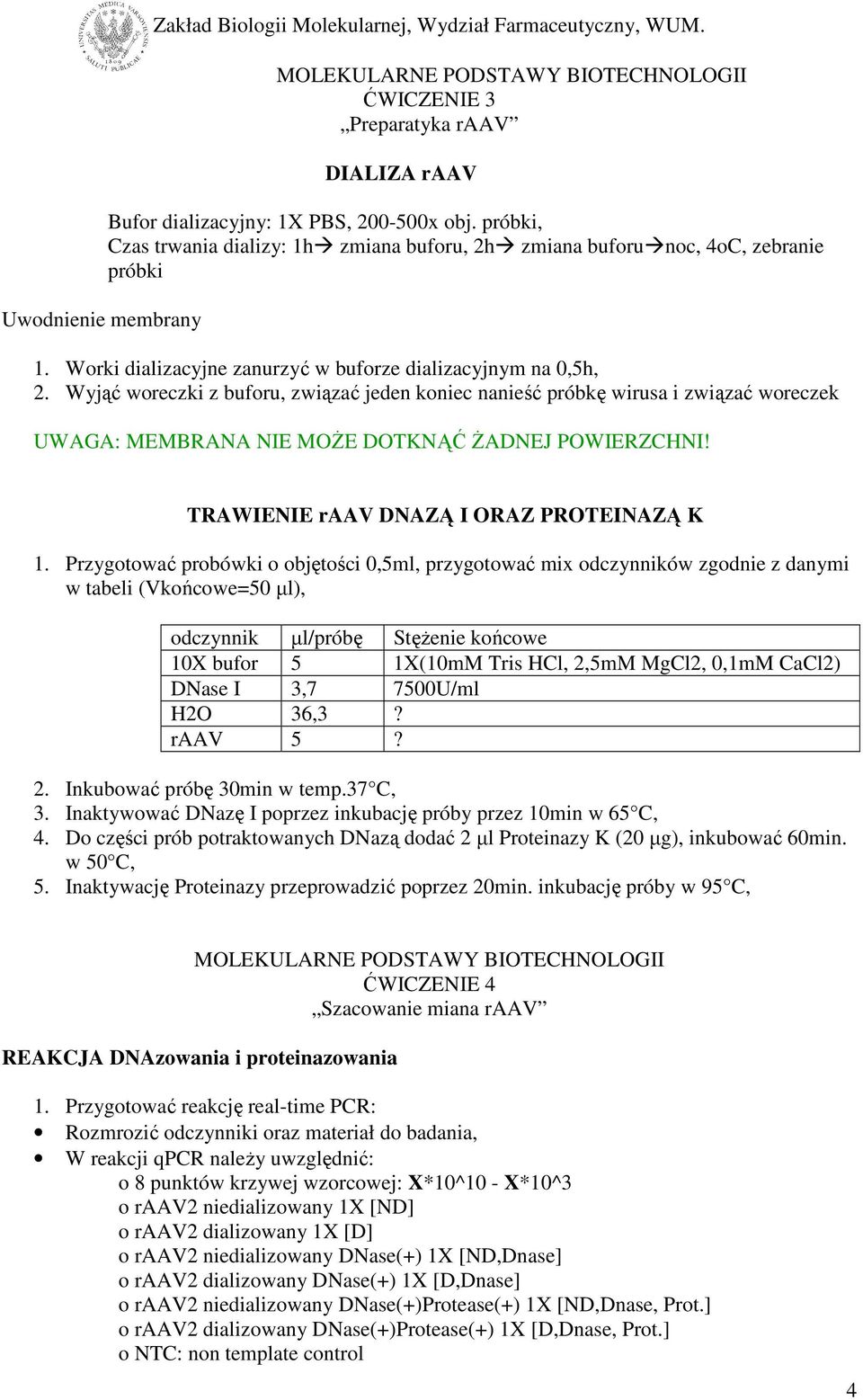 Wyjąć woreczki z buforu, związać jeden koniec nanieść próbkę wirusa i związać woreczek UWAGA: MEMBRANA NIE MOŻE DOTKNĄĆ ŻADNEJ POWIERZCHNI! TRAWIENIE raav DNAZĄ I ORAZ PROTEINAZĄ K 1.