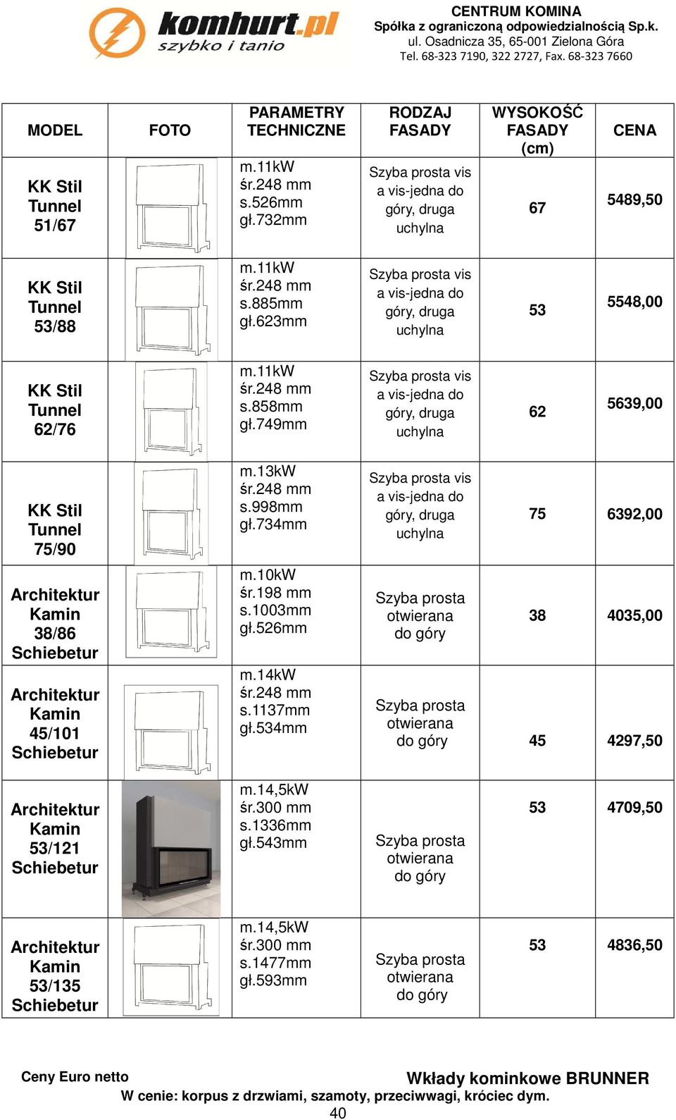 749mm vis a vis-jedna do uchylna 62 5639,00 75/90 38/86 45/101 s.998mm gł.734mm m.10kw s.1003mm gł.526mm m.