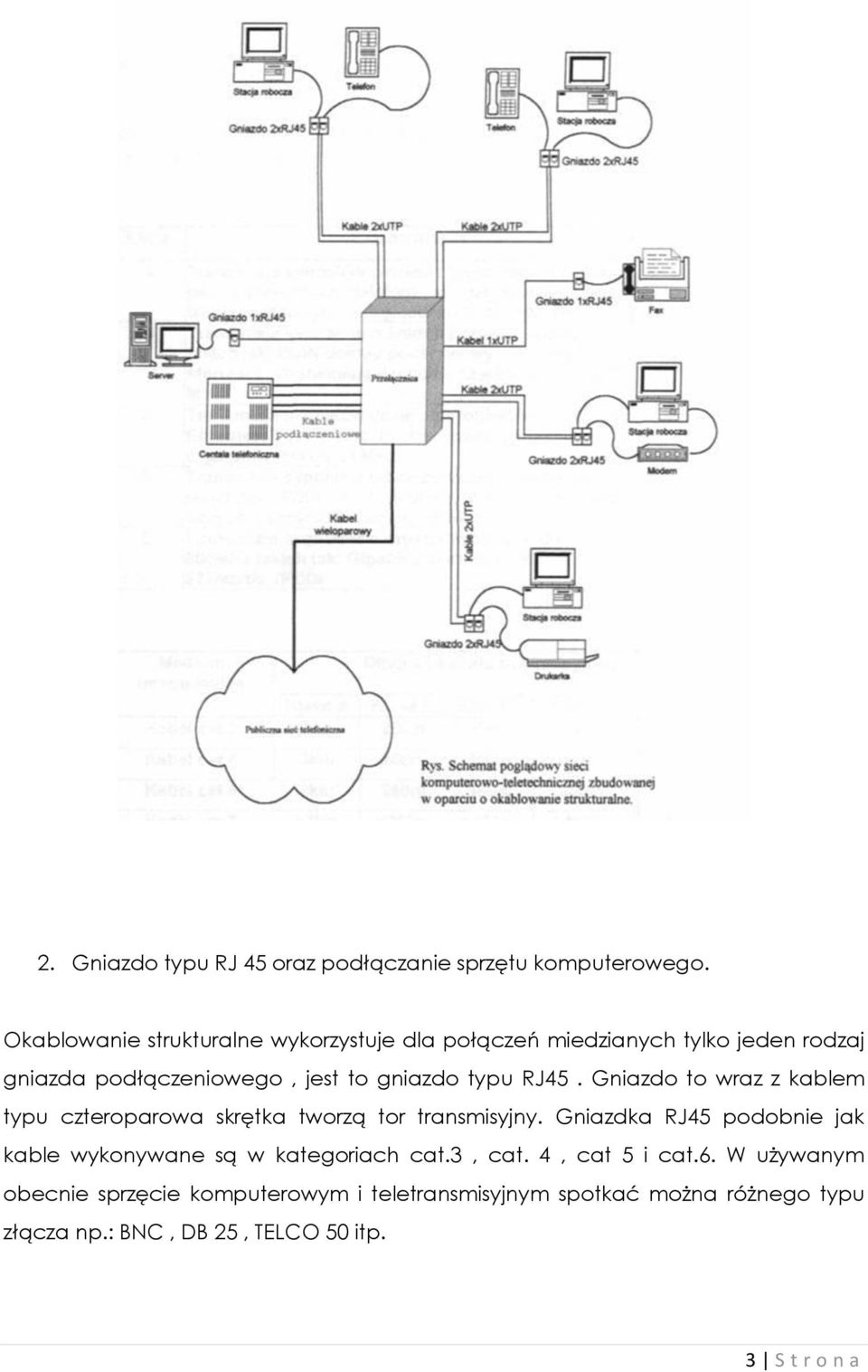 typu RJ45. Gniazdo to wraz z kablem typu czteroparowa skrętka tworzą tor transmisyjny.