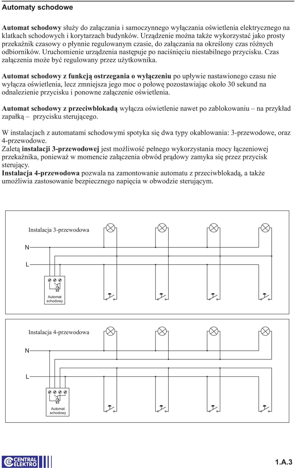 Uruchomienie urządzenia następuje po naciśnięciu niestabilnego przycisku. Czas załączenia może być regulowany przez użytkownika.