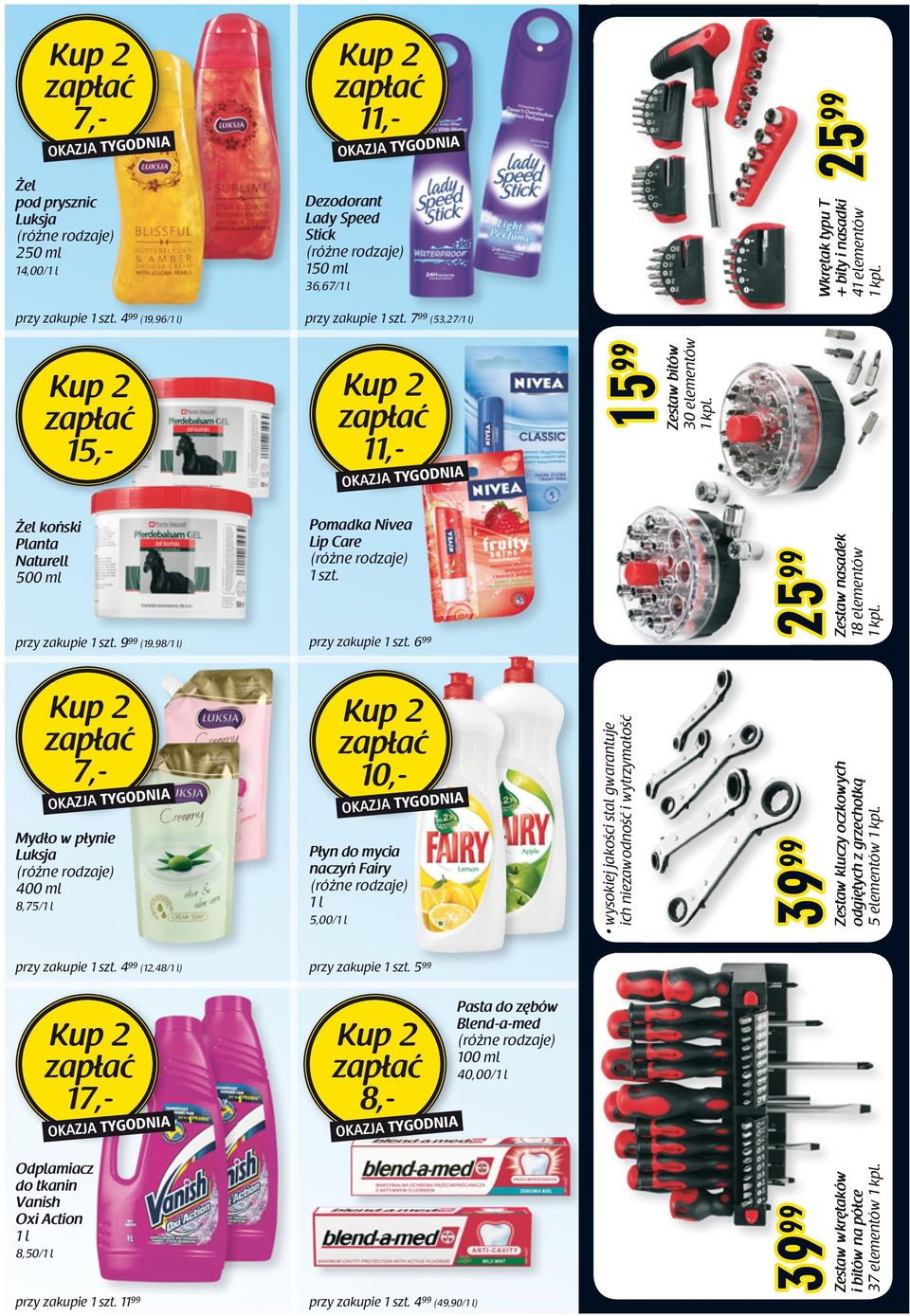 Luksja 400 ml 8,75/ 10,- Płyn do mycia naczyń Fairy 5,00/ wysokiej jakości stal gwarantuje ich niezawodność i wytrzymałość 39 99 Zestaw kluczy oczkowych odgiętych z grzechotką 5 elementów przy