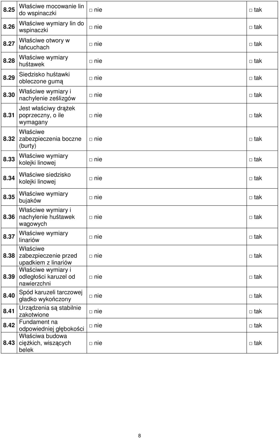 34 Właściwe siedzisko kolejki linowej 8.35 8.36 8.37 8.38 8.39 8.40 8.41 8.42 8.