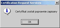 Rysunek 13: Okno główne aplikacji podczas zapisu certyfikatu na kartę Po poprawnym zapisaniu certyfikatu na kartę zostanie
