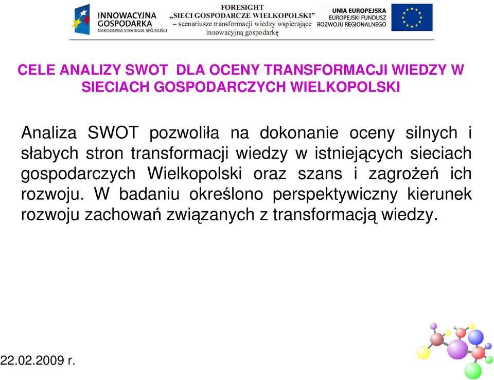 istniejących sieciach gospodarczych Wielkopolski oraz szans i zagrożeń ich rozwoju.