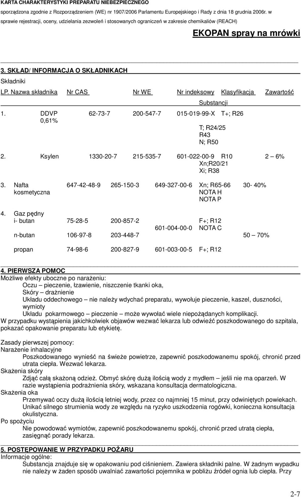 Nafta 647-42-48-9 265-150-3 649-327-00-6 Xn; R65-66 30-40% kosmetyczna NOTA H NOTA P 4.