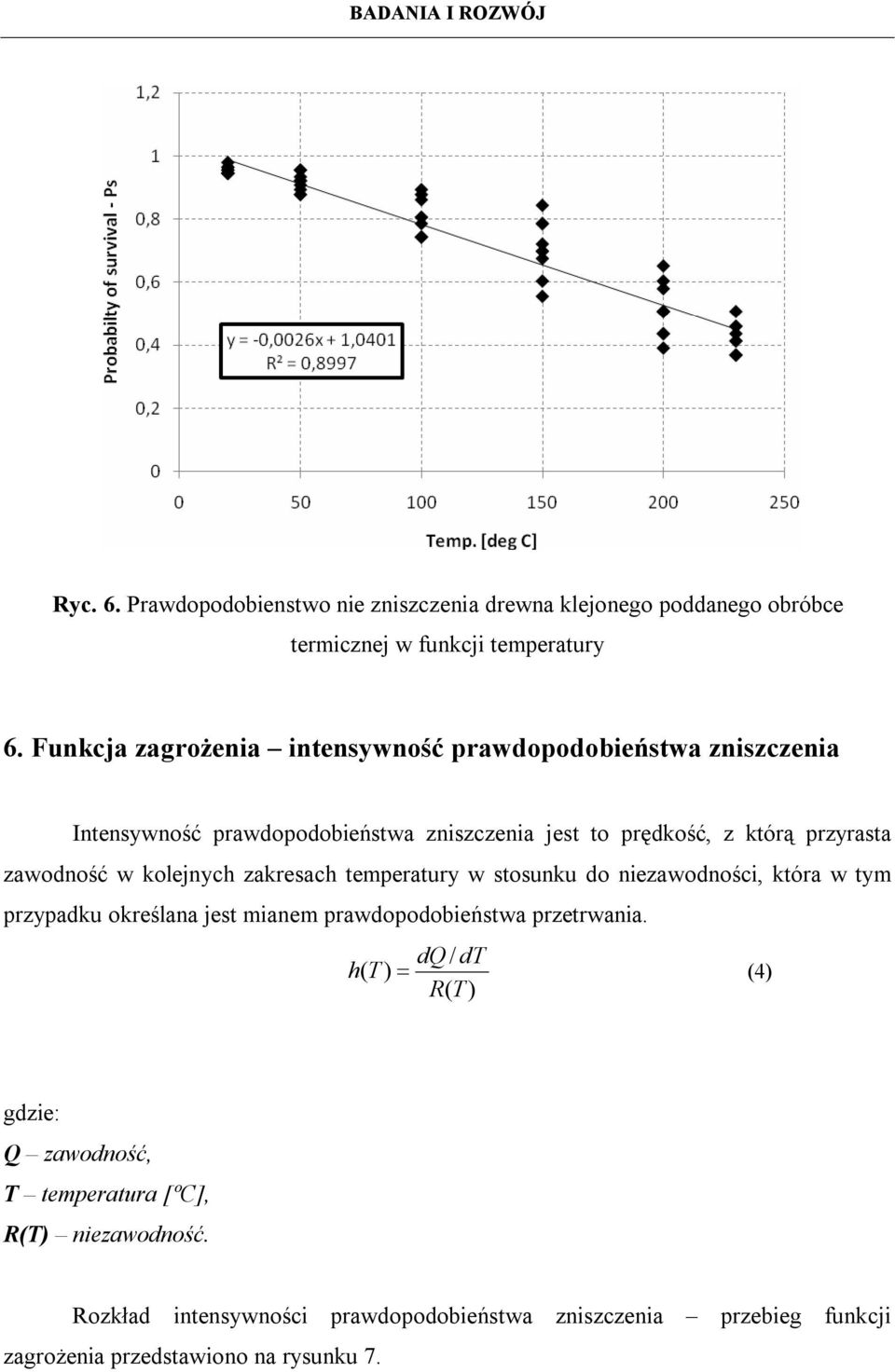 zawodność w kolejnych zakresach temperatury w stosunku do niezawodności, która w tym przypadku określana jest mianem prawdopodobieństwa przetrwania.