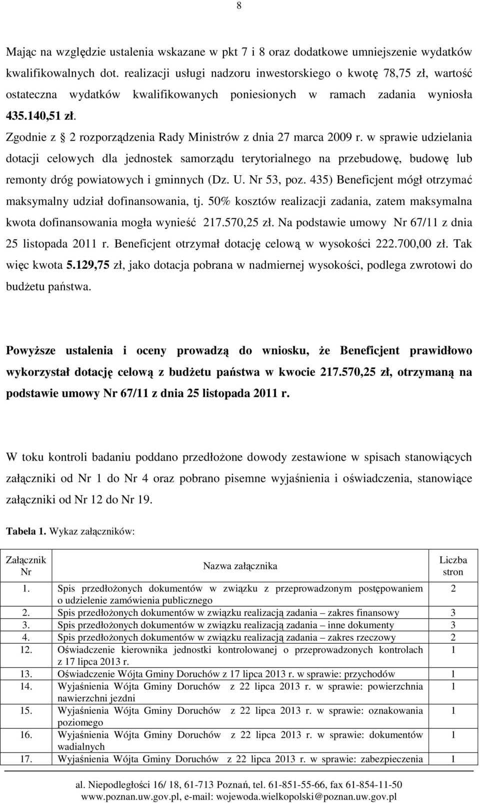 Zgodnie z 2 rozporządzenia Rady Ministrów z dnia 27 marca 2009 r.