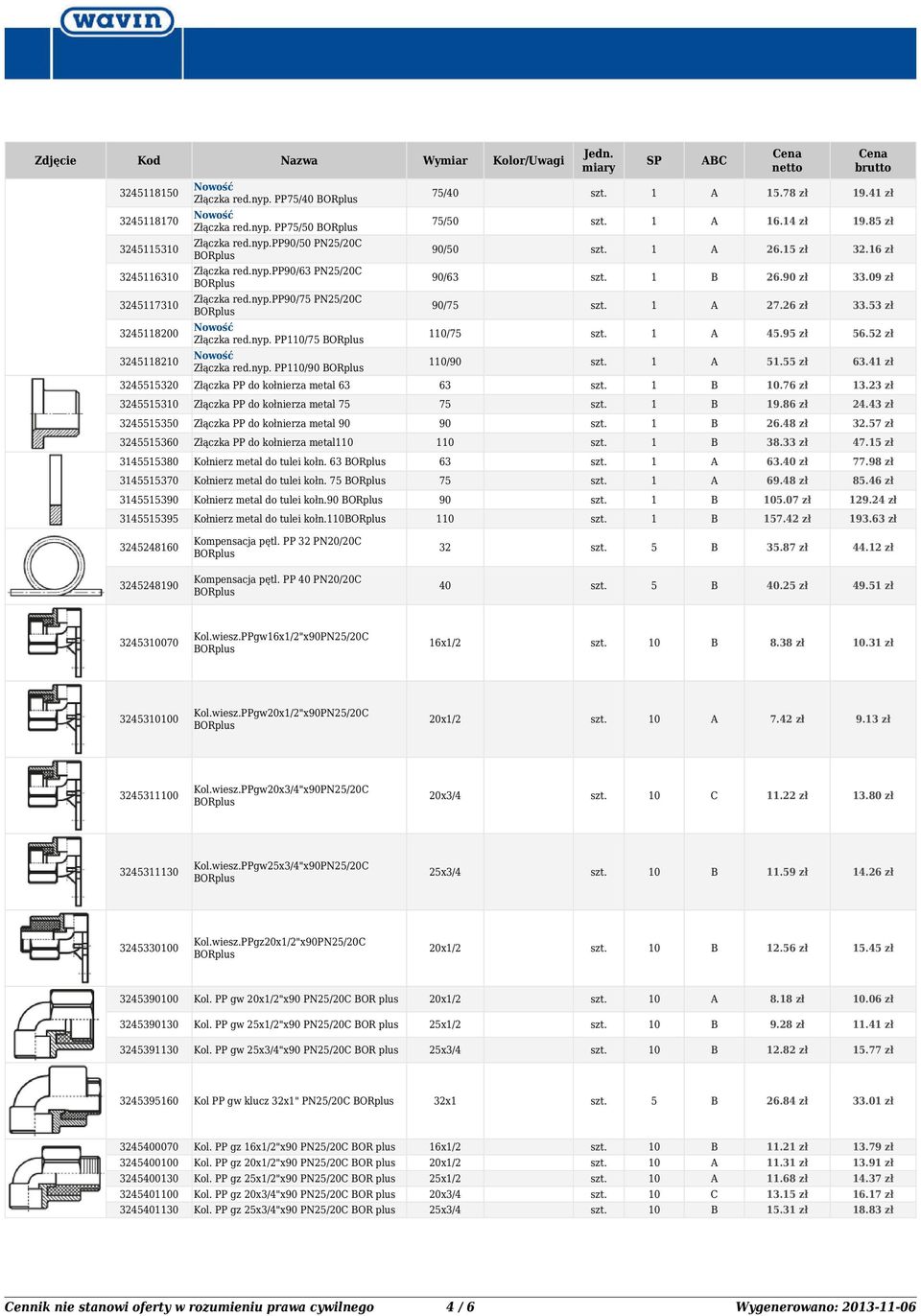 76 zł 3.23 zł 430 Złączka PP do kołnierza etal 7 7 9.6 zł 24.43 zł 430 Złączka PP do kołnierza etal 26.4 zł.7 zł 43 Złączka PP do kołnierza etal0 0 3.33 zł 47. zł 3430 Kołnierz etal do tulei kołn.