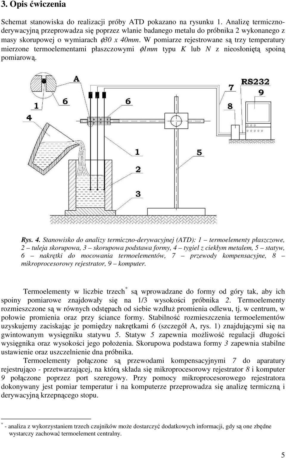 W pomiarze rejestrowane są trzy temperatury mierzone termoelementami płaszczowymi φ1mm typu K lub N z nieosłoniętą spoiną pomiarową. Rys. 4.