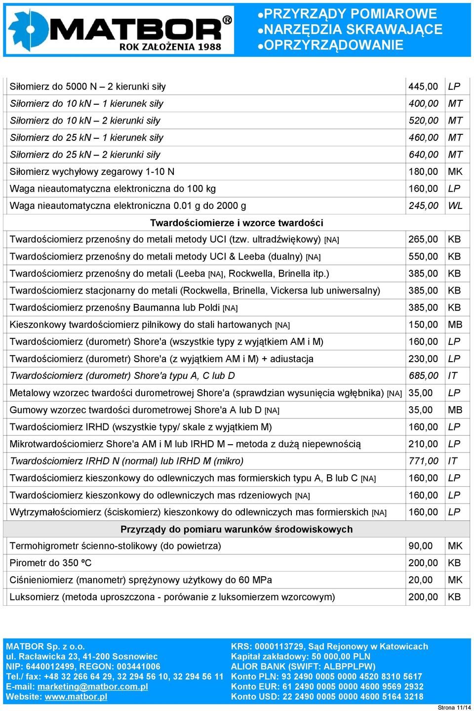 01 g do 2000 g 245,00 WL Twardościomierze i wzorce twardości Twardościomierz przenośny do metali metody UCI (tzw.