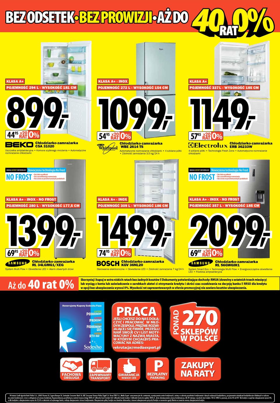 półki Technologia Fresh Zone Automatyczne rozmrażanie chłodziarki MEDIA EXPERT INFORMUJE!