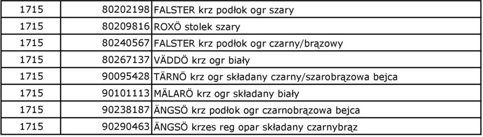 krz ogr składany czarny/szarobrązowa bejca 1715 90101113 MÄLARÖ krz ogr składany biały 1715