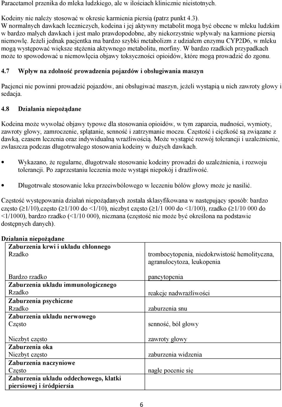 niemowlę. Jeżeli jednak pacjentka ma bardzo szybki metabolizm z udziałem enzymu CYP2D6, w mleku mogą występować większe stężenia aktywnego metabolitu, morfiny.