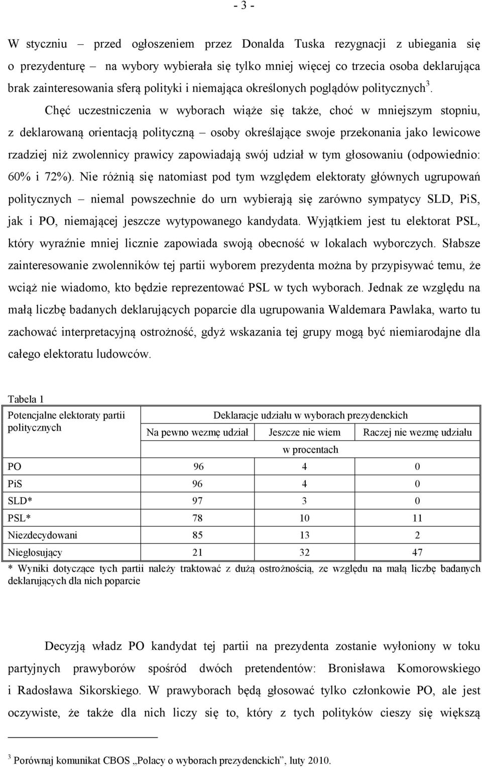 Chęć uczestniczenia w wyborach wiąże się także, choć w mniejszym stopniu, z deklarowaną orientacją polityczną osoby określające swoje przekonania jako lewicowe rzadziej niż zwolennicy prawicy