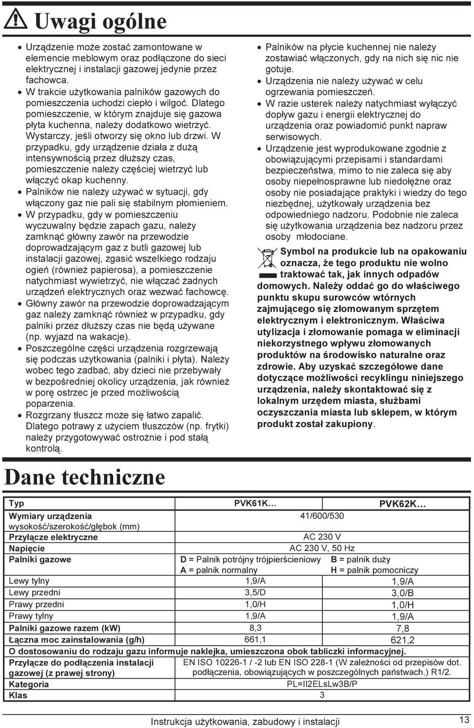 Wystarczy, jeśli otworzy się okno lub drzwi. W przypadku, gdy urządzenie działa z dużą intensywnością przez dłuższy czas, pomieszczenie należy częściej wietrzyć lub włączyć okap kuchenny.