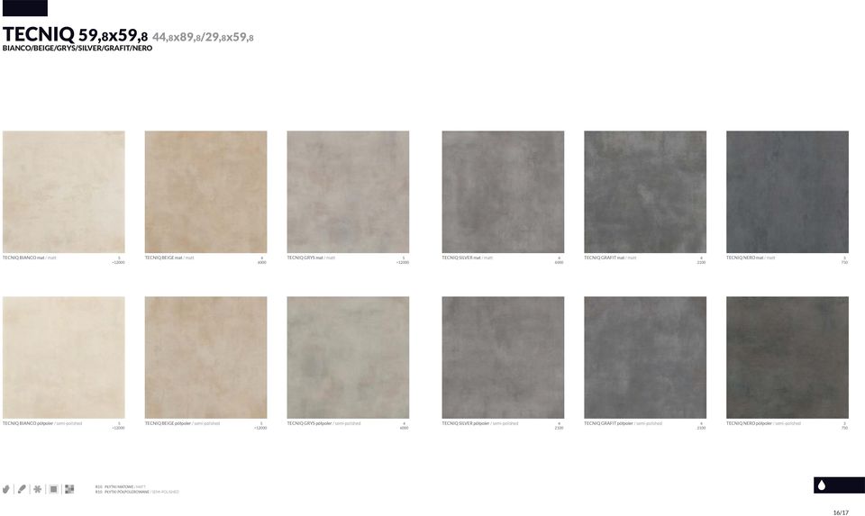 / matt 3 750 / semi-polished 5 / semi-polished 5 / semi-polished 6000 /