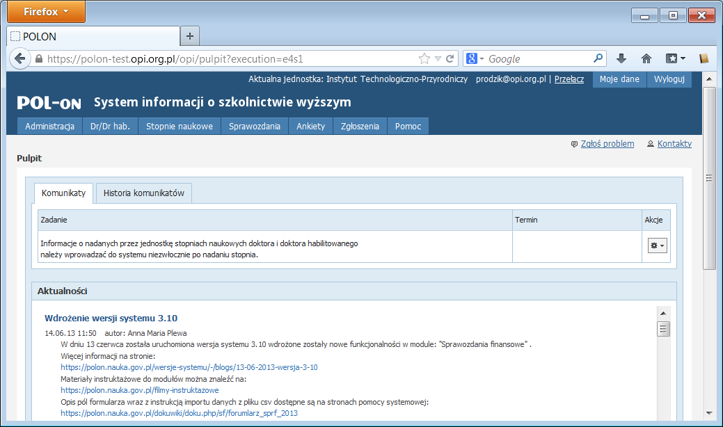 Wsparcie użytkownika systemu POL-on