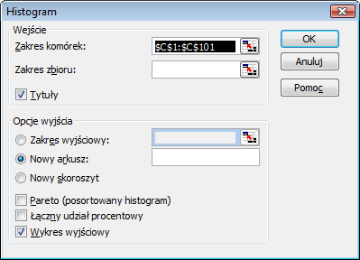 Przykład 2 (MS EXCEL). Wykonaj wykresy typu HISTOGRAM, na którym zaprezentujesz rozkład masy i długości ciała noworodków. W tym celu posłuż się modułem Analiza danych.