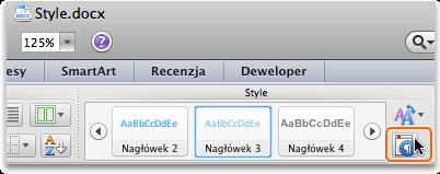 Zwróć uwagę, że podgląd jest wyświetlany dla najczęściej używanych stylów.