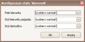 4.3.2.2.5.2 Kierunek Okno konfiguracji stylu Kierunek umożliwia edycję stylu punktu wskazującego kierunek określany przez wskazane pole obiektów przestrzennych warstwy wektorowej.