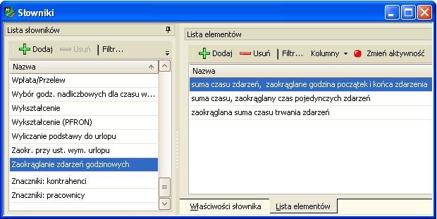 Nowe funkcje w module Forte Kadry i Płace 11 / 12 Rys.10 Okno Pracownika zakładka Wzorce Zdarzenia godzinowe przy parametryzacji zaokrągleń podzielone są na trzy grupy: 1.