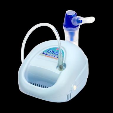 Nebulizator pneumatyczny 1. Urządzenie 1. Zalety 1. Wady 1. Nebulizator pneumatyczny z kompresorem 1. Łatwa technika (cichy spokojny oddech) 2. Może być stosowany w każdym wieku 3.