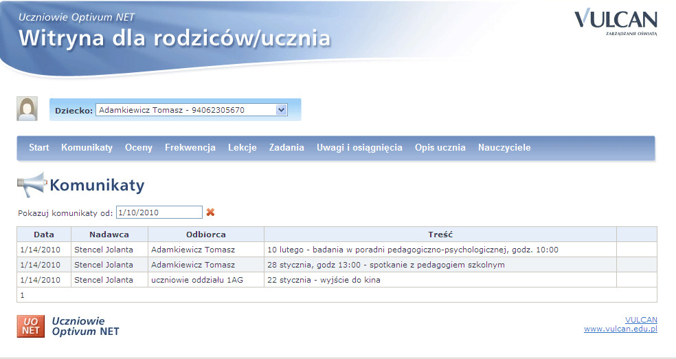 Zwróć uwagę, że na niektórych stronach dostępne są filtry i przyciski umożliwiające zmianę zakresu wyświetlanych danych.