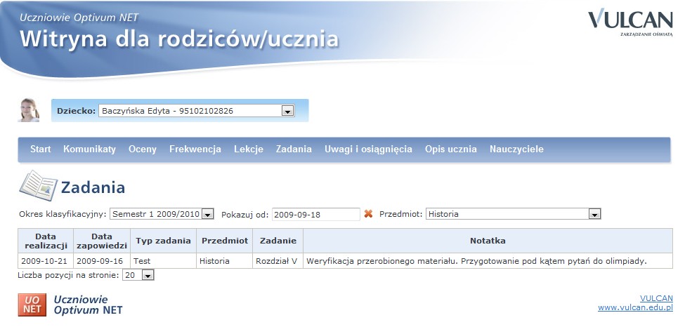 W celu łatwiejszego wyszukania potrzebnych informacji można użyć dostępnych na tej zakładce filtrów.