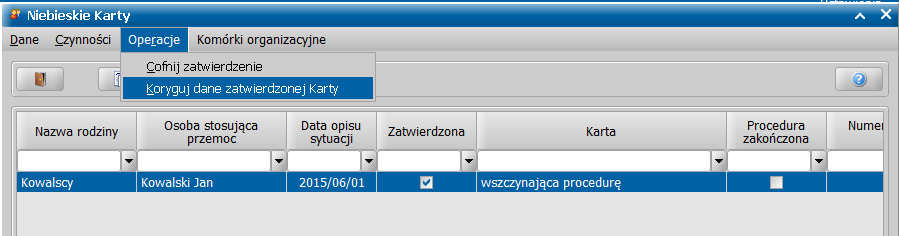 Możliwość korekty danych zatwierdzonej Niebieskiej Karty Począwszy od wersji 3-3.