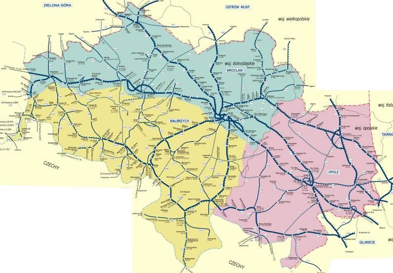 SIEĆ KOLEJOWA i LINIE AGC i AGTC na terenie Oddziału Regionalnego we Wrocławiu CE 30 CE 30 E 30 E 59 LEGNICA WROCŁAW CE 30 CE 30 OPOLE AGC umowy o