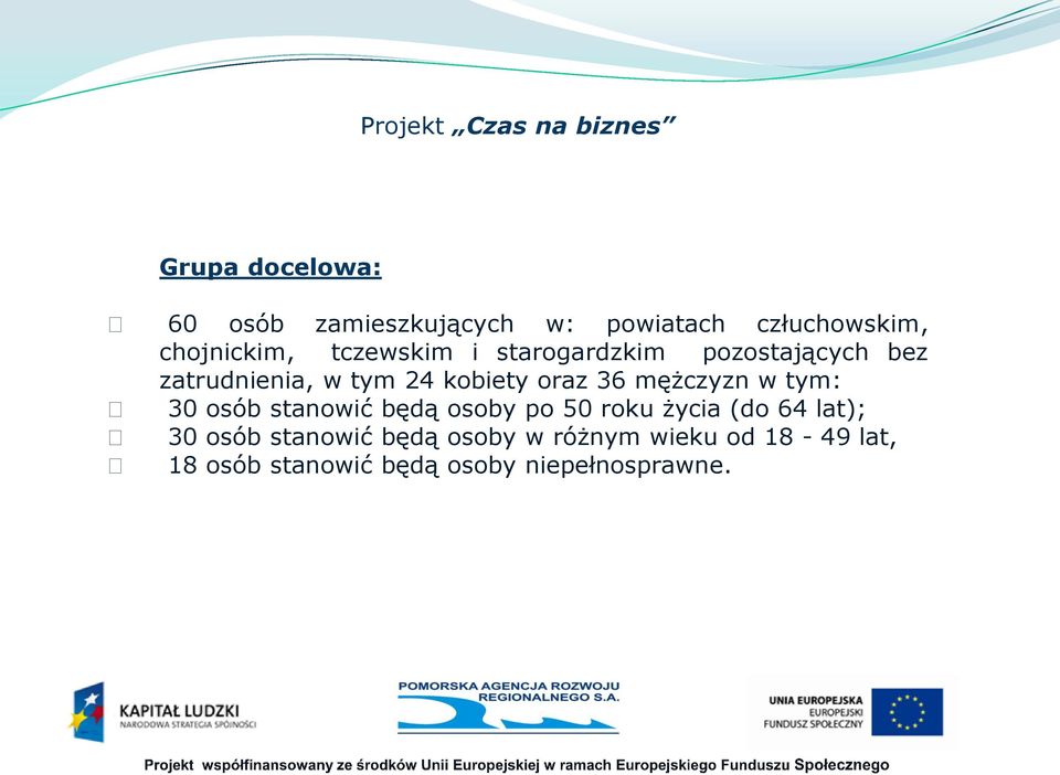 oraz 36 mężczyzn w tym: 30 osób stanowić będą osoby po 50 roku życia (do 64 lat); 30 osób